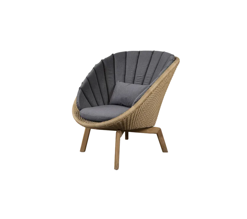 Peacock lounge chair by Cane-line in Natural, large flat peel Weave w/teak, Grey, Natté w/QuickDry & Airflow – product photo 2 of 2
