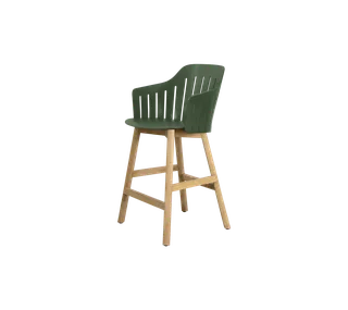 Choice counter chair von Cane-line in Dark green, polypropylene, up to 98% recycled, Teak – Produktfoto 2 von 2