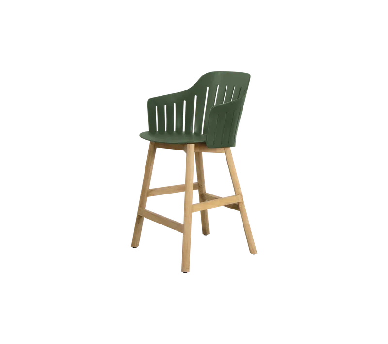 Choice counter chair von Cane-line in Dark green, polypropylene, up to 98% recycled, Teak – Produktfoto 2 von 2