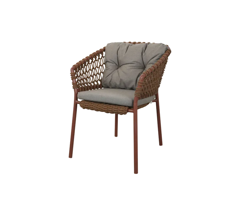 Ocean chair by Cane-line in Umber brown, round open Soft Rope, Taupe, Natté – product photo