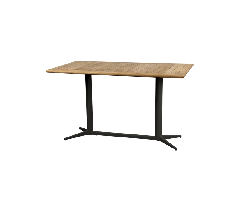 Drop café table de Cane-line en Lava grey, aluminium, Teak w/rounded corners – photo du produit