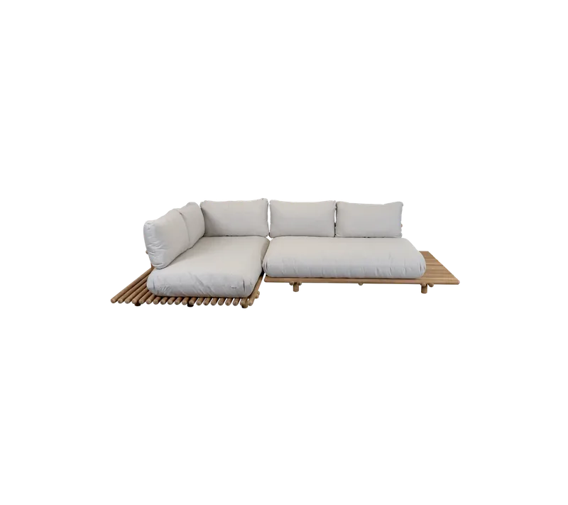 Sticks platform, corner sofa by Cane-line in Teak incl. sand Natté w/QuickDry & Airflow – product photo