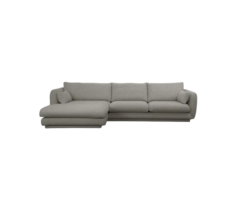 Bloom 2-seater sofa with chaise longue, right and plinth by Cane-line in Grey, Essence – product photo