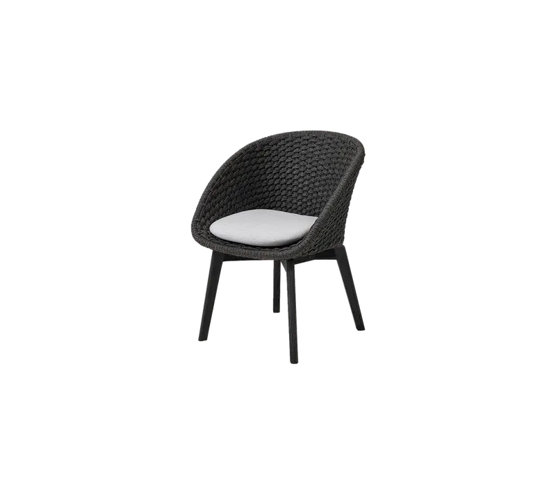 Peacock chair by Cane-line in Dark grey,medium flat Soft Rope w/black teak, Light grey, Natté – product photo