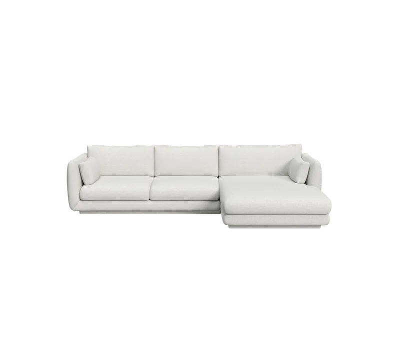 Bloom 2-seater sofa with chaise longue, left and plinth van Cane-line in Light grey, Ambience – productfoto