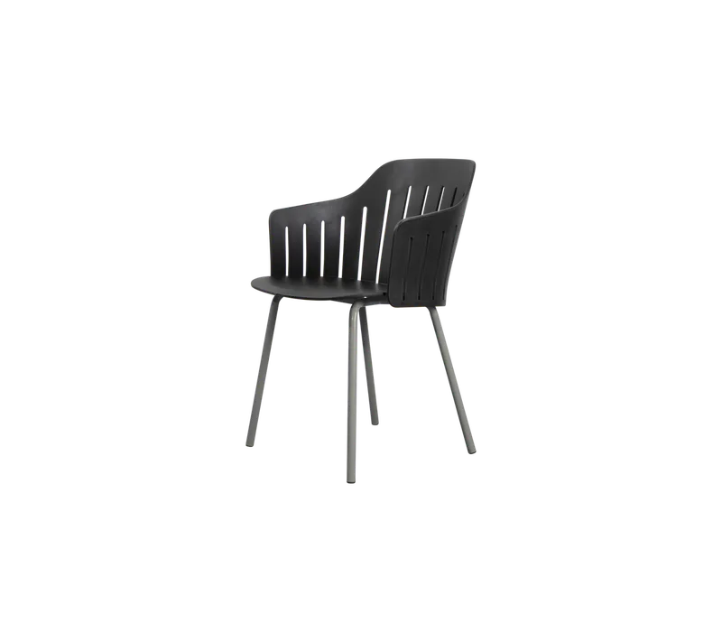 Choice chair with 4 legs de Cane-line en Black, polypropylene, up to 98% recycled, Taupe, steel, indoor – photo du produit