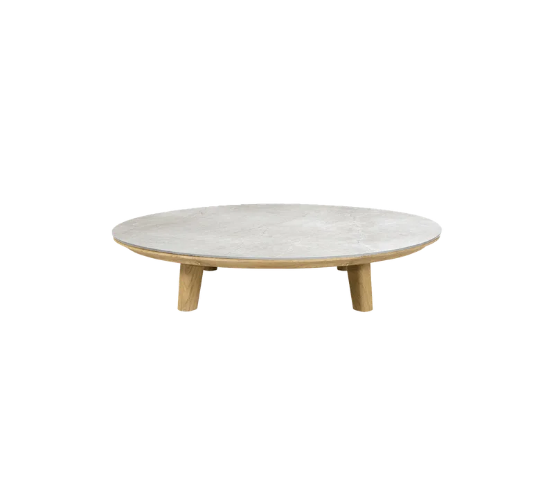 Aspect coffee table, dia. 144 cm by Cane-line in Teak, Fossil grey, ceramic – product photo