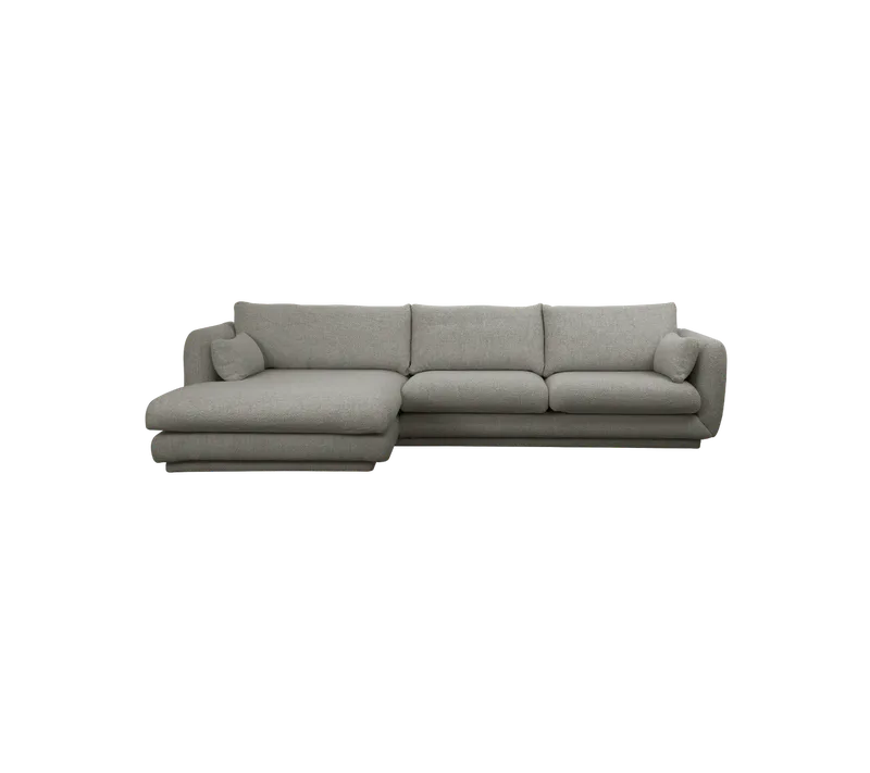 Bloom 2-seater sofa with chaise longue, right and plinth de Cane-line en Light grey, Essence – photo du produit