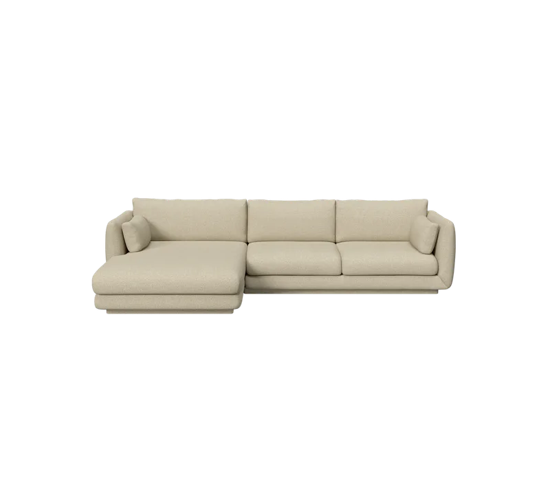 Bloom 2-seater sofa with chaise longue, right and plinth de Cane-line en Light brown, Lola – photo du produit