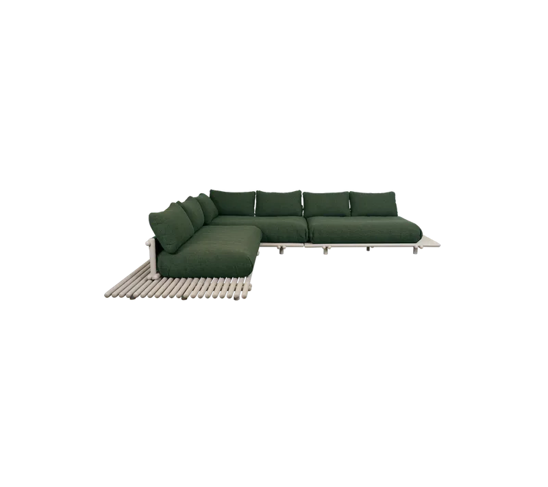 Sticks platform, corner sofa large de Cane-line en Sand aluminium incl. dark green Rise w/QuickDry & Airflow – photo du produit