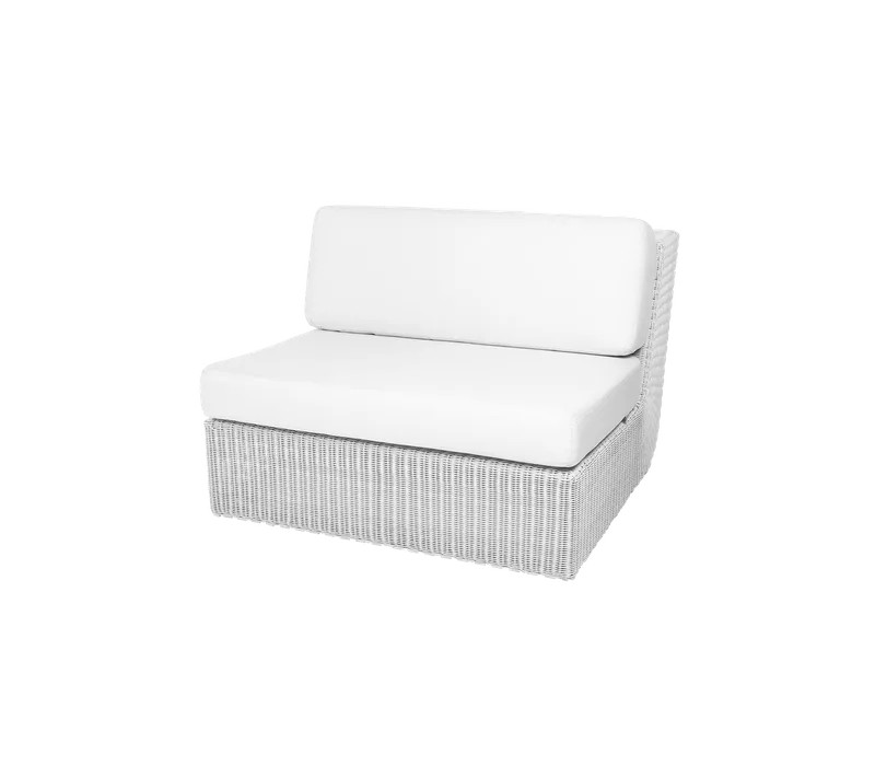 Savannah single seater module by Cane-line in White grey, large round Weave, White, Natté w/QuickDry & Airflow – product photo