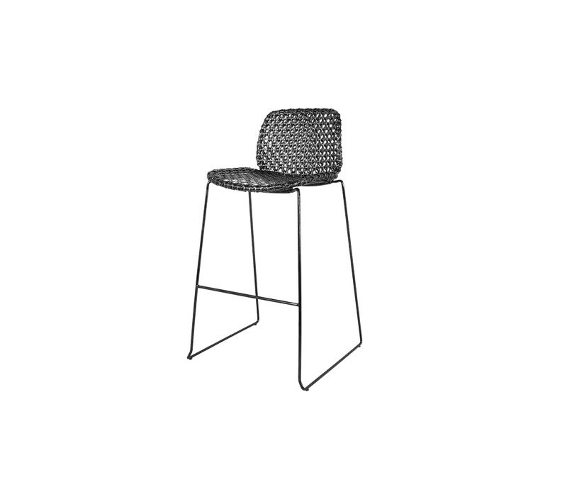 Vibe bar chair by Cane-line in Black/graphite, small cross peel Weave – product photo