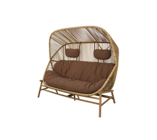 Hive 2-seater sofa, Cushion set by Cane-line in Turmeric yellow, Rise w/QuickDry & Airflow – product photo 1 of 3