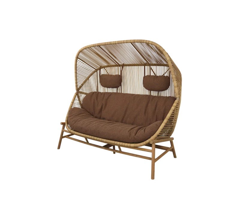 Hive 2-seater sofa, Cushion set by Cane-line in Turmeric yellow, Rise w/QuickDry & Airflow – product photo 1 of 3