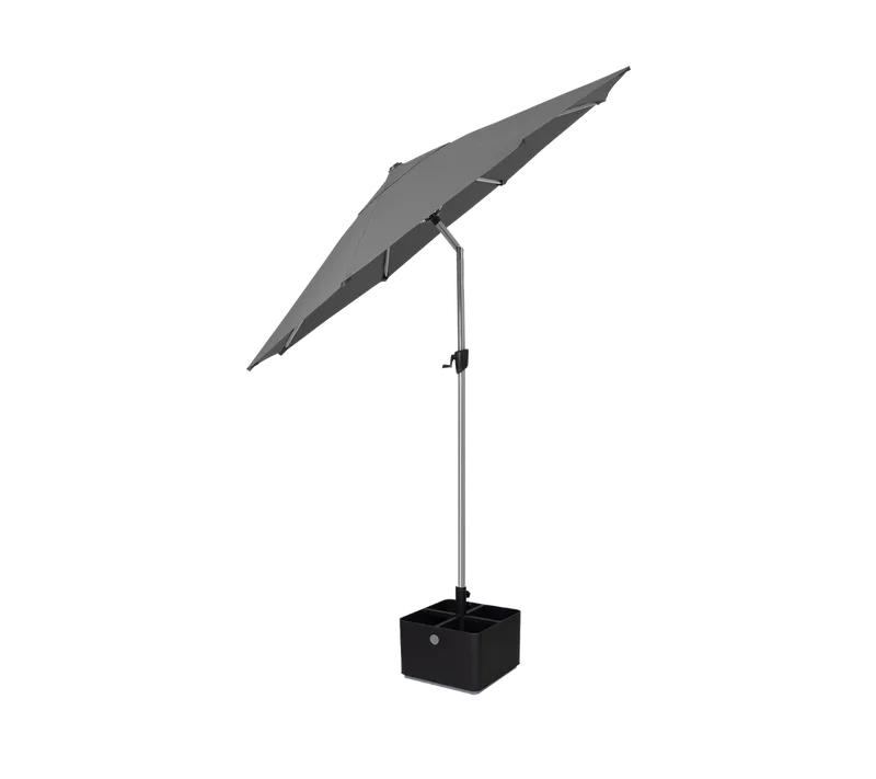 Sunshade parasol w/tilt, dia. 3 m by Cane-line in Silver, mat anodized/Anthracite, Lava grey/light grey, aluminium – product photo