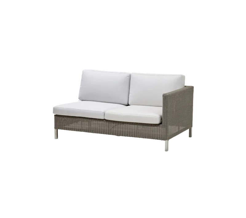 Connect 2-seater sofa, left module by Cane-line in Taupe, large round Weave, White, Natté w/QuickDry & Airflow – product photo