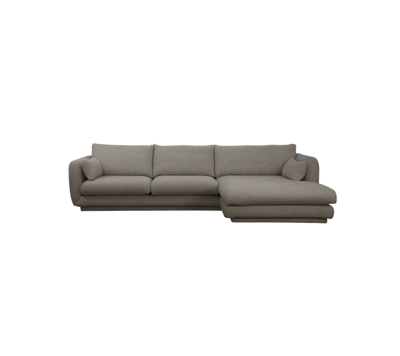 Bloom 2-seater sofa with chaise longue, left and plinth by Cane-line in Light brown, Essence – product photo