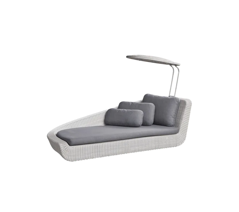 Savannah daybed, right module van Cane-line in White grey, large round Weave, Grey, Natté w/QuickDry & Airflow – productfoto