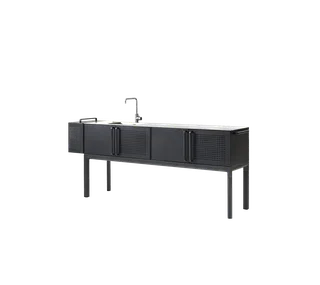 Drop kitchen module, main, incl. 3 shelves van Cane-line in Lava grey, aluminium, Stainless steel, Geen – productfoto 3 van 3