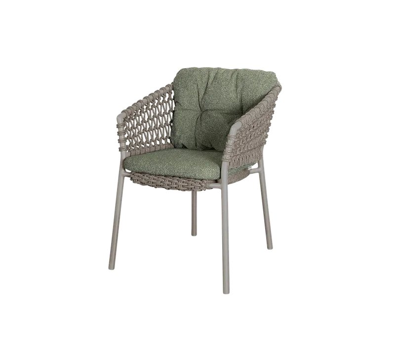 Ocean chair de Cane-line en Taupe, round open Soft Rope, Dark green, Wove – photo du produit