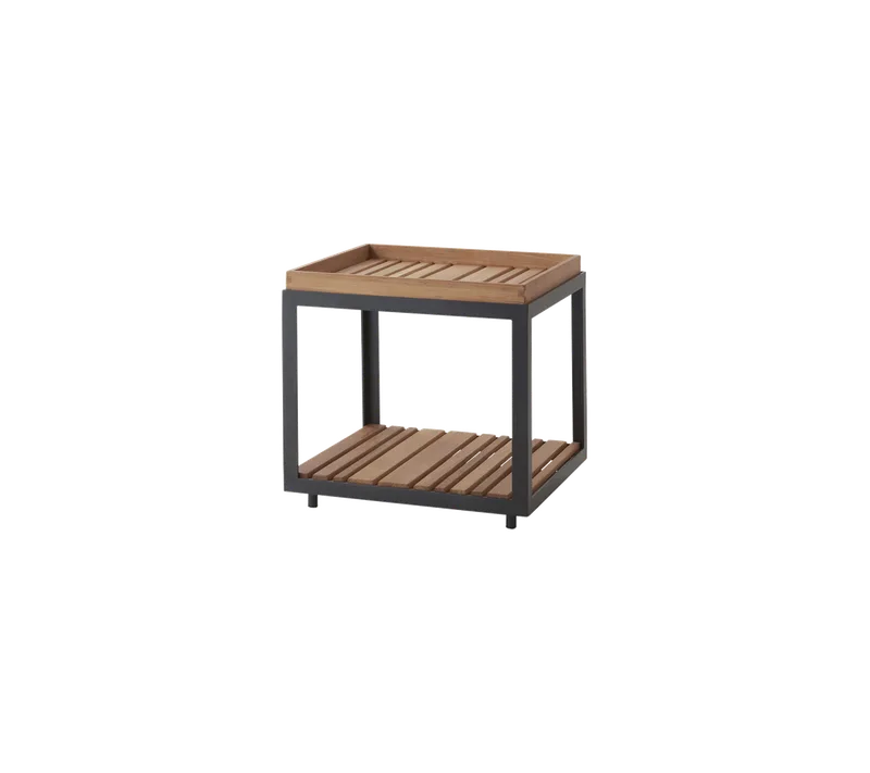 Level coffee table, small van Cane-line in Lava grey, aluminium, Teak – productfoto