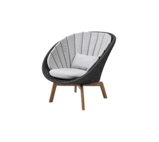 Peacock lounge chair by Cane-line in Dark grey, medium flat Soft Rope w/teak, Light grey, Natté w/QuickDry & Airflow – product photo 2 of 2