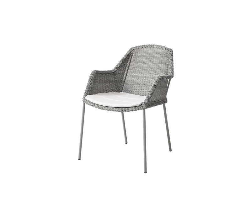 Breeze chair, stackable van Cane-line in Taupe, small round Weave, White, Natté – productfoto