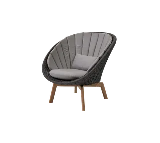 Peacock lounge chair by Cane-line in Dark grey, medium flat Soft Rope w/teak, Taupe, Natté w/QuickDry & Airflow – product photo 2 of 2