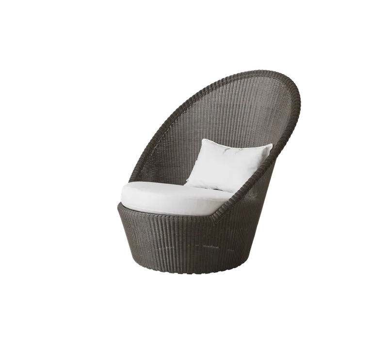 Kingston sunchair w/wheels van Cane-line in Mocca, small round Weave, White, Natté w/QuickDry & Airflow – productfoto 2 van 2
