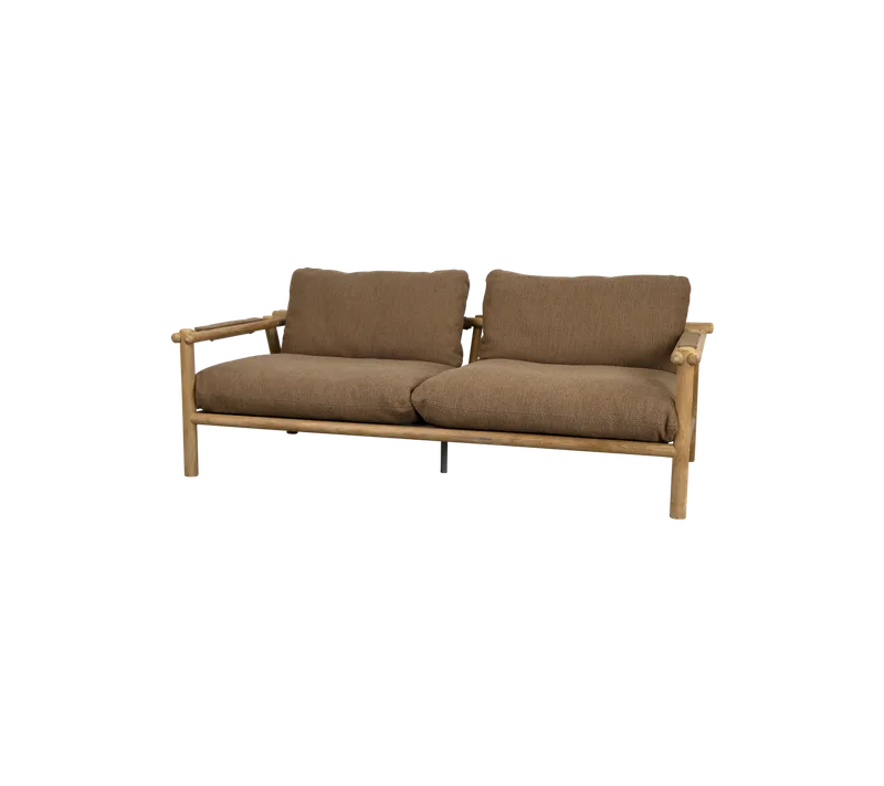 Sticks 2-seater sofa, Cushion set by Cane-line in Turmeric yellow, Rise w/QuickDry & Airflow – product photo 1 of 2