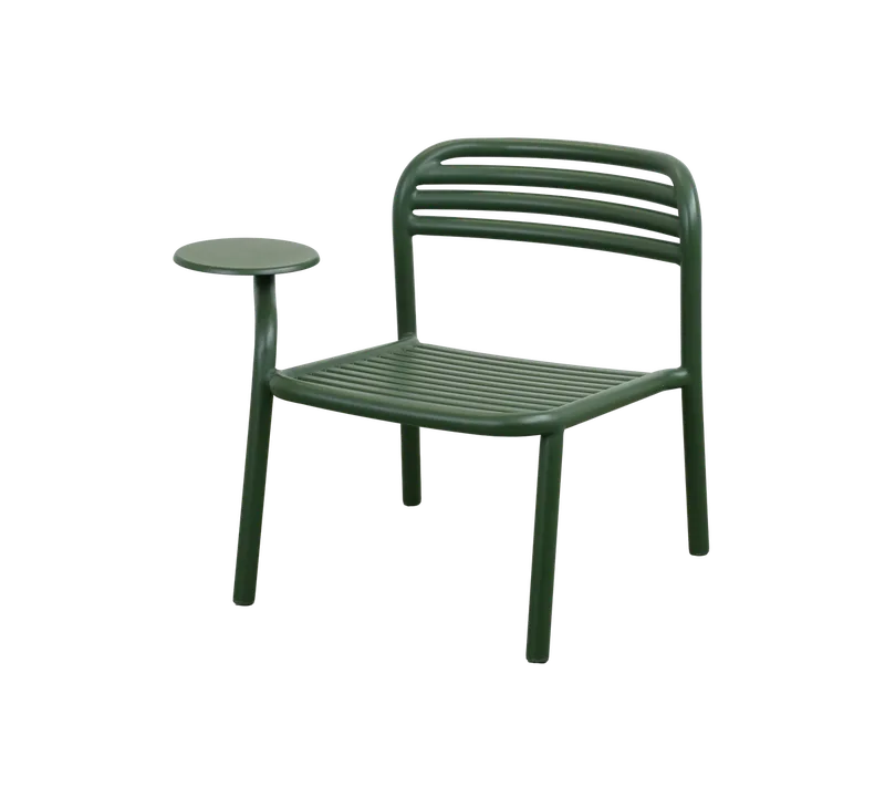 Bliss lounge chair w/sidetable right von Cane-line in Dark green, aluminium, Ohne – Produktfoto