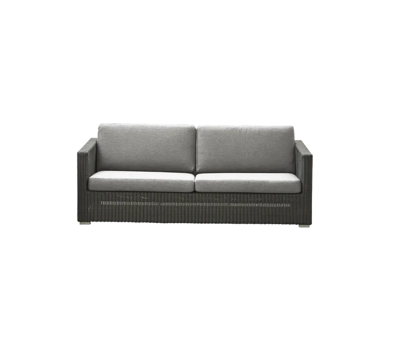 Chester 3-seater sofa de Cane-line en Graphite, large round Weave, Light grey, Natté w/QuickDry & Airflow – photo du produit