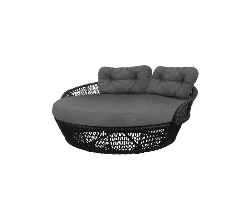 Ocean large daybed by Cane-line in Dark grey, round open Soft Rope, Grey, AirTouch w/QuickDry & Airflow – product photo
