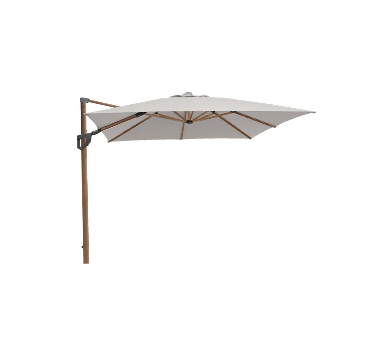 Hyde luxe hanging parasol, 3x4 m by Cane-line in Aluminium w/Dusty white fabric and wood look parasol pole, None – product photo