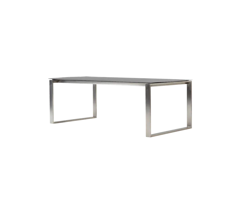 Edge dining table w/120 cm extensions von Cane-line in Stainless steel, Concrete grey, ceramic – Produktfoto