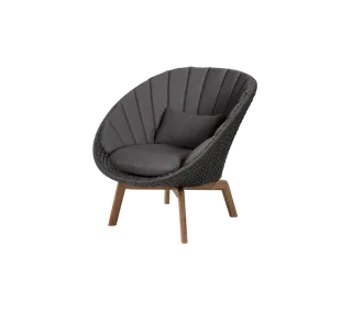 Peacock lounge chair by Cane-line in Natural, large flat peel Weave w/teak, Dark green, Link w/QuickDry & Airflow – product photo 1 of 2