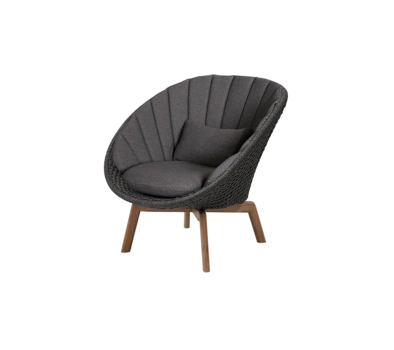 Peacock lounge chair by Cane-line in Natural, large flat peel Weave w/teak, Dark green, Link w/QuickDry & Airflow – product photo 1 of 2