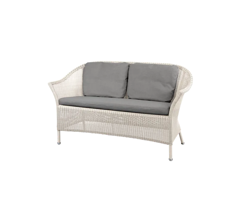 Lansing 2-seater sofa van Cane-line in Sand, small round Weave, Grey, Natté, Grey, Natté w/2 cushions – productfoto