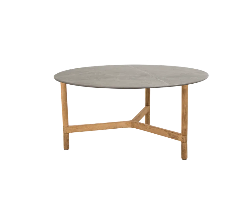 Twist coffee table, large by Cane-line in Teak, Taupe, Ceramic – product photo