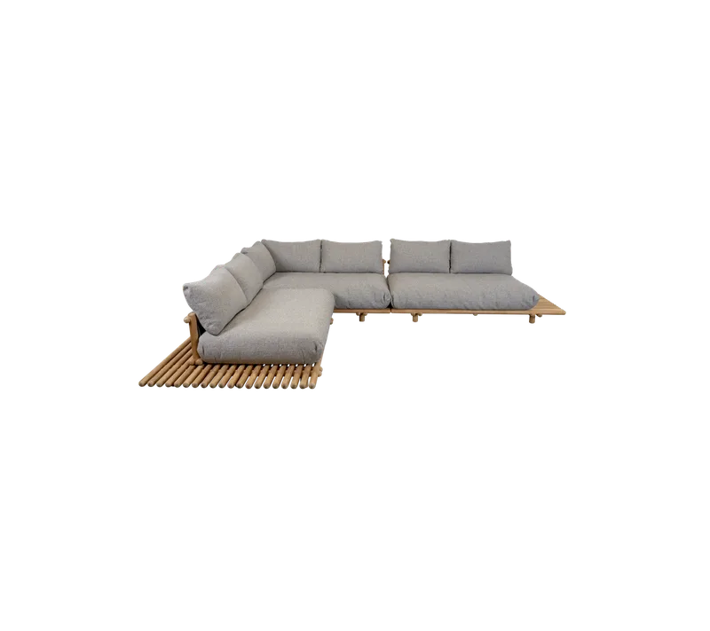 Sticks platform, corner sofa large van Cane-line in Teak incl. light brown Rise w/QuickDry & Airflow – productfoto