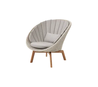 Peacock lounge chair de Cane-line en Sand, medium flat Soft Rope w/teak, Sand, Natté w/QuickDry & Airflow – photo du produit 2 sur 2