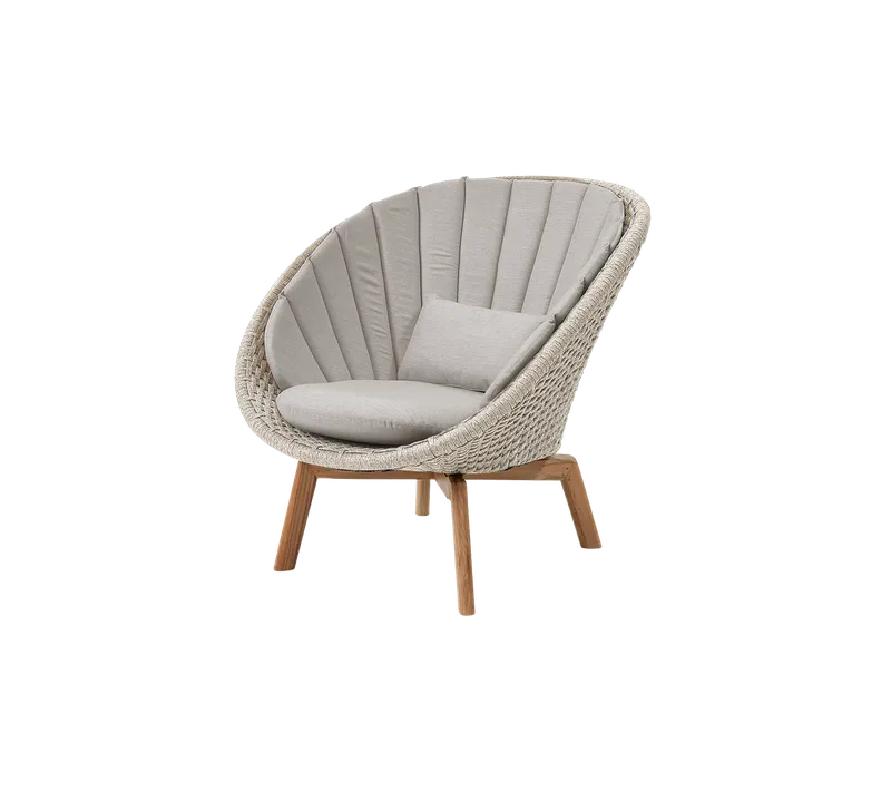 Peacock lounge chair de Cane-line en Sand, medium flat Soft Rope w/teak, Sand, Natté w/QuickDry & Airflow – photo du produit 2 sur 2