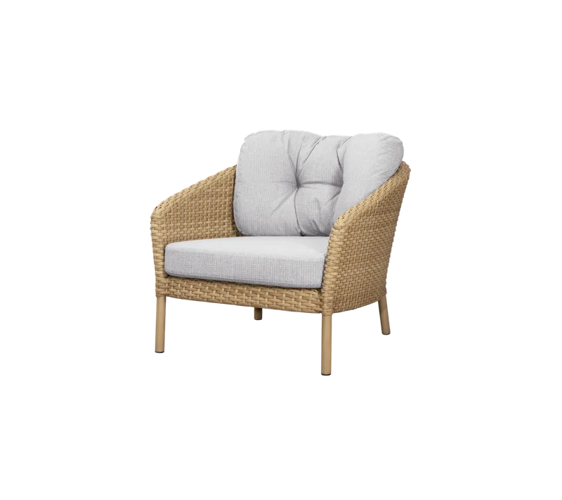 Ocean large lounge chair by Cane-line in Natural, large flat peel Weave, White grey, Link w/QuickDry & Airflow – product photo