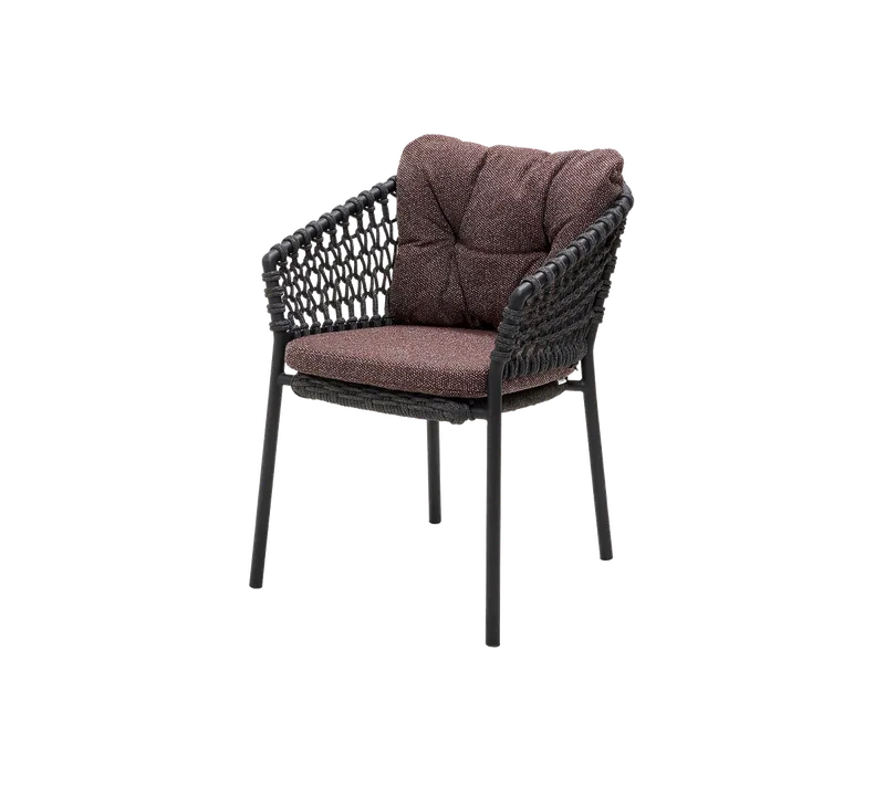Ocean chair de Cane-line en Dark grey, round open Soft Rope, Dark bordeaux, Wove – photo du produit