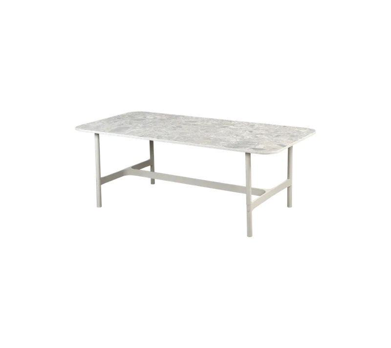Twist coffee table, rectangular by Cane-line in Sand, Aluminium, Multi colour, ceramic w/rounded corners – product photo