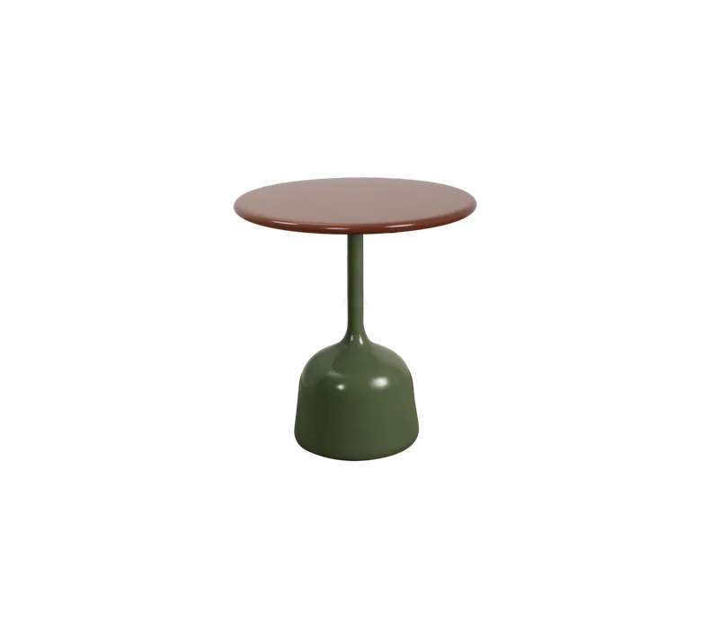 Glaze coffee table, small by Cane-line in Olive green, semi glossy aluminium, Desert red, semi glossy aluminium – product photo