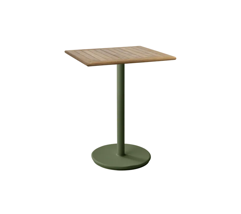 Go café table 72x72 cm de Cane-line en Dark green, aluminium, Teak w/rounded corners – photo du produit