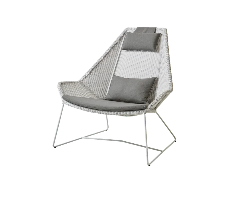 Breeze highback chair by Cane-line in White grey, small round Weave, Taupe, Natté – product photo
