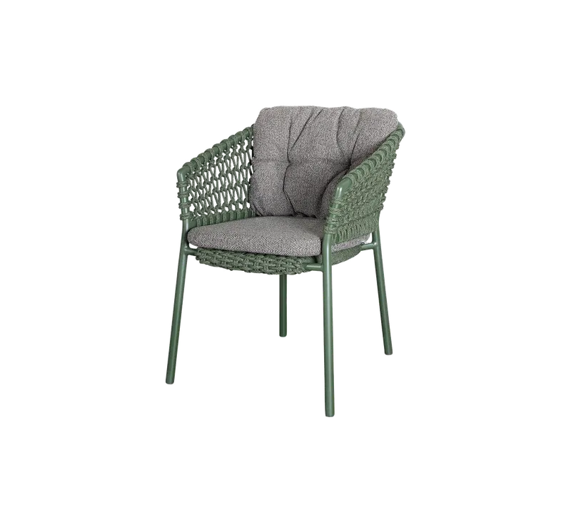 Ocean chair de Cane-line en Dark green, round open Soft Rope, Dark grey, Wove – photo du produit