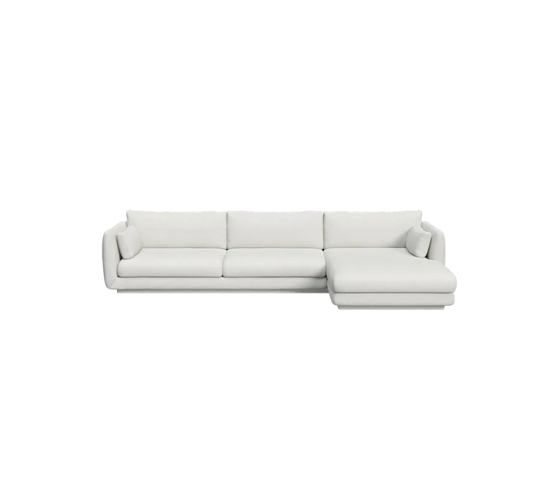 Bloom 3-seater sofa with chaise longue, left and plinth by Cane-line in Light grey, Ambience – product photo